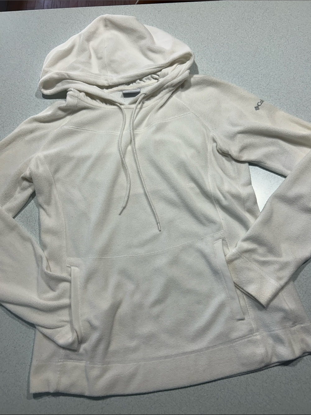 Women's Cream Hooded Pullover Fleece Sweatshirt